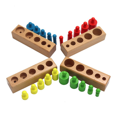 Child stacking Montessori wooden block toys, designed to support creativity, fine motor skills, and early problem-solving.
