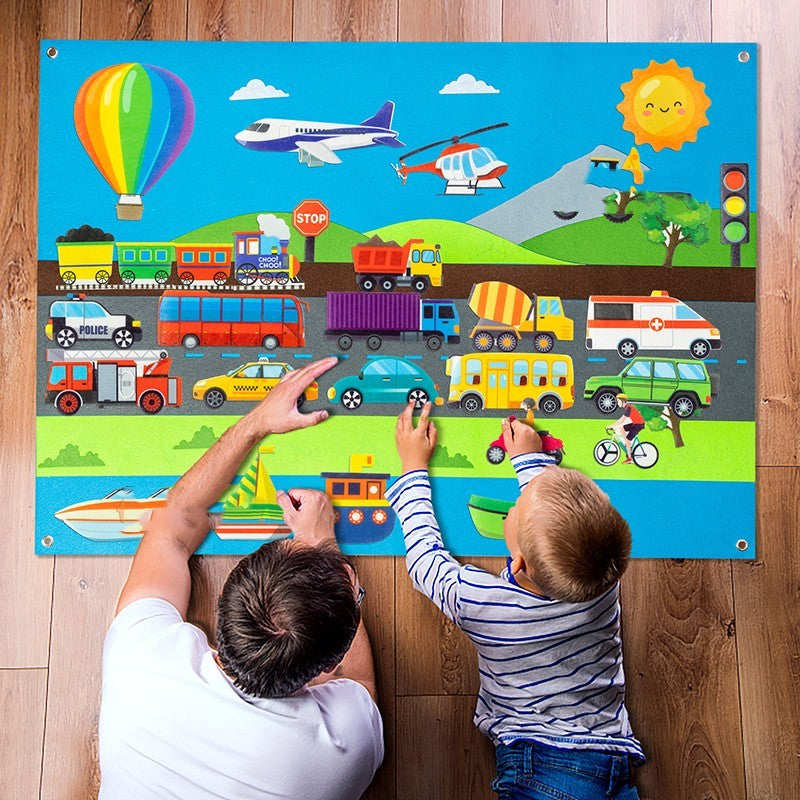 educational toy busy board featuring Montessori-style activities that help toddlers develop fine motor skills and problem-solving