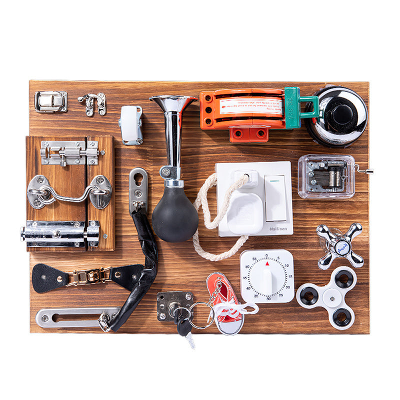 Eco-friendly carbonized wood sensory activity board for preschool learning